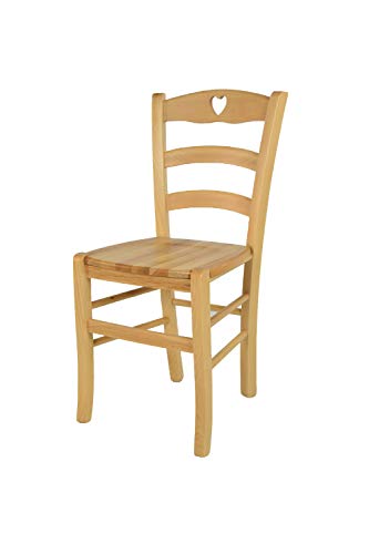 t m c s Tommychairs - Stuhl Cuore für Küche und Esszimmer, Robuste Struktur aus Buchenholz in der Farbe Naturfarben lackiert und Sitzfläche aus Holz von t m c s