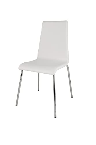 t m c s Tommychairs - Stuhl Madrid mit hochfestem, verchromtem Gestell aus Stahlrohr und Sitzfläche aus mehrschichtigem Holz gepolstert und mit weissem Kunstleder bezogen von t m c s