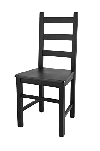 t m c s Tommychairs - Stuhl Rustica für Küche und Esszimmer, robuste Struktur aus lackiertem Buchenholz in Anilinfarbe Schwarz und Sitzfläche aus Holz von t m c s