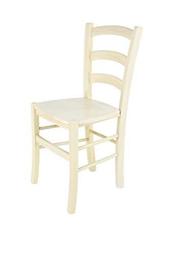t m c s Tommychairs - Stuhl Venice für Küche und Esszimmer, robuste Struktur aus lackiertem Buchenholz in Anilinfarbe Weiss und Sitzfläche aus Holz von t m c s