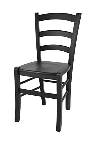t m c s Tommychairs - Stuhl Venezia für Küche und Esszimmer, robuste Struktur aus lackiertem Buchenholz in Anilinfarbe Schwarz und Sitzfläche aus Holz von t m c s