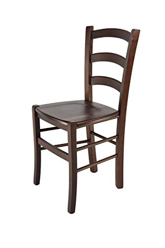 t m c s Tommychairs - Stuhl Venice für Küche und Esszimmer, robuste Struktur aus lackiertem Buchenholz im Farbton Dunkles Nussbraun und Sitzfläche aus Holz von t m c s
