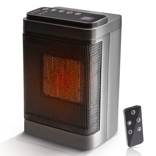 tEEZErshop 1500W Schnell Keramik Heizlüfter|LED Energiesparend&Leise Electric Heater mit Thermostat|Schutzmechanismen|Kippschutz|12H Timer|Swing-Funktion|3verschiedene Modi(Entilator),Schwarz,HLTL0355 von tEEZErshop