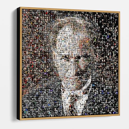 Atatürk Mosaik Collage Leinwanddruck Wandkunst - Atatürk Leinwandposter Wanddeko, Geschenkidee für Heim- & Bürodeko (Goldrahmen, 30 x 30 cm) von tabloshop