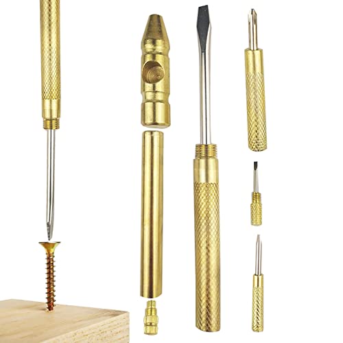 Kupferhammer, goldener Hammer, 6-in-1, kleiner Multifunktionshammer und Schraubendreher, Handwerkzeug für Uhrmacher, Juweliere, Walnuss-Esser Tacery von tacery