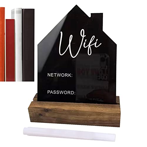 tacery WiFi-Schild für Gäste - House WiFi Pattern Sign Acrylschild mit löschbarem Stift | Freistehendes Schild im Tafelstil für Home Business Centerpieces Decor von tacery