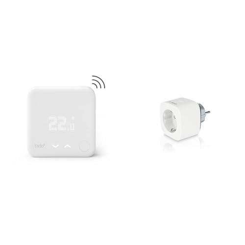 tado° Funk-Temperatursensor – WiFi Zusatzprodukt für smarte Heizkörperthermostate – Heizkosten sparen & Bosch Smart Home Zwischenstecker kompakt von tado°