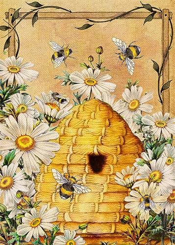 Paint by Numbers,Bee Daisy Paint by Numbers Kits on Canvas for Adults,DIY Without Frame Hand Painted Oil Painting Kits,with Brushes Easy Acrylic Pigment Drawing Paintwork for Home Wall Decor 40x50cm von taesdvry