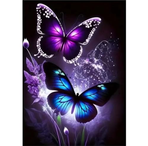 Paint by Numbers,Blue Purple Butterfly Paint by Numbers Kits on Canvas for Adults,DIY Without Frame Hand Painted Oil Painting Kits,with Brushes Easy Acrylic Pigment Drawing for Home Wall Decor 55x70cm von taesdvry