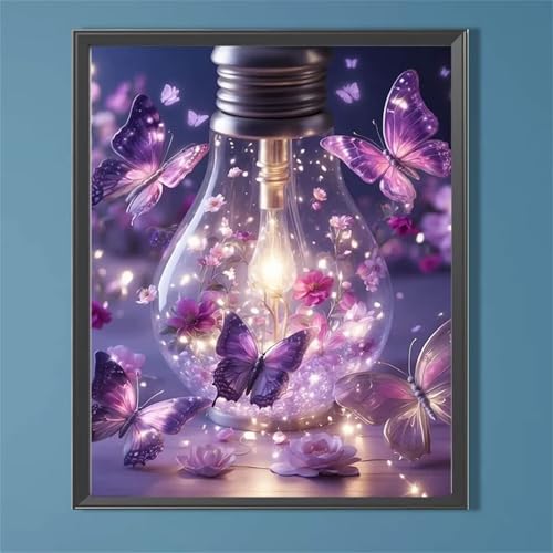 Paint by Numbers,Purple Butterfly Paint by Numbers Kits on Canvas for Adults,DIY Without Frame Hand Painted Oil Painting Kits,with Brushes Easy Acrylic Pigment Drawing for Home Wall Decor 40x50cm von taesdvry