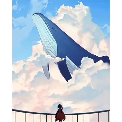 Paint by Numbers,Sky Shark Paint by Numbers Kits on Canvas for Adults,DIY with frame Hand Painted Oil Painting Kits,with Brushes Easy Acrylic Pigment Drawing Paintwork for Home Wall Decor 50x65cm von taesdvry