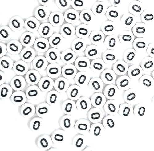 Acrylperlen mit schwarzen Ziffern, 7 mm, weiß, flach, rund, gemischte und einzelne Zahlen 0–9, 100 Stück Acrylperlen mit schwarzen Ziffern, 7 mm, weiß, flach, rund, gemischte und einzelne Zahlen 0–9, 100 Stück von taffbeads