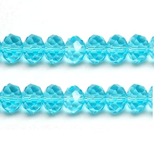 Kristallglasperlen für Schmuckherstellung, 8 mm, facettierter Schnitt, flach, rund, Himmelblau von taffbeads
