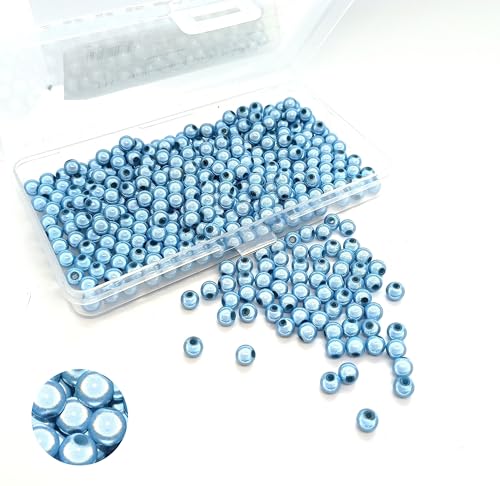 taffbeads Eine Box mit 6 mm/400 Stück runden 3D-Illusions-Acryl-Wunderperlen für DIY Handwerk Schmuckherstellung (Graublau) von taffbeads