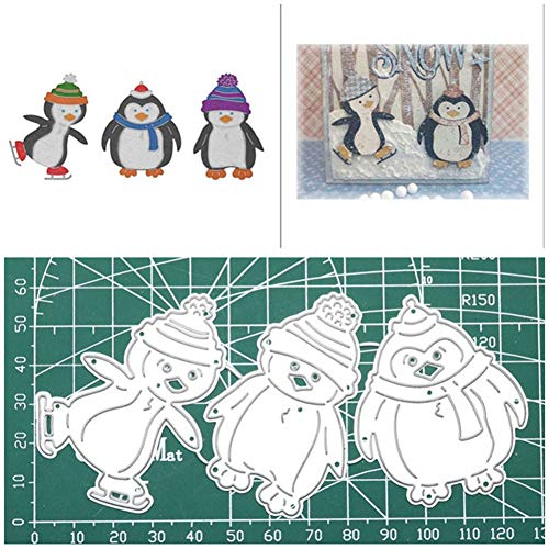 tailor13me 3 Stück Pinguin Stanzschablone Stanzform, Metall Stanzbögen Stanze Stanzrahmen Schablone zur Scrapbooking Karten Tischkarten Geburtstag Silber von tailor13me
