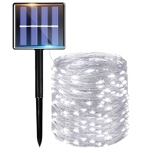 taiyongkang Solarlichterkette Outdoor 17m 150LED - LED Solar Lichterkette Außen IP65 Wasserdicht mit 8 Modi & Automatik - Solar Lights Outdoor für Garten, Terrasse, Balkon - Weiß von taiyongkang
