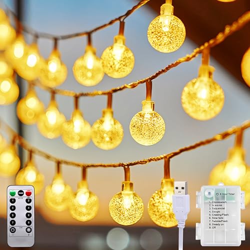 taiyongkang lichterkette batterie außen 13M 100LED, Usb/Strom/Akku lichterkette batterie 3-In-1, lichterkette outdoor batterie Ip44 Wasserdichte akku lichterkette 8 Modi, Timer, Dimmbar von taiyongkang