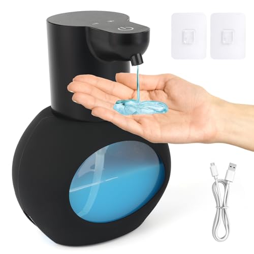 Automatischer Seifenspender, USB C Seifenspender Wandbefestigung 300ml Elektrischer Seifenspender mit Sensor, Verstellbar Seifenspender Schwarz für Küche Badezimmer von talifoca