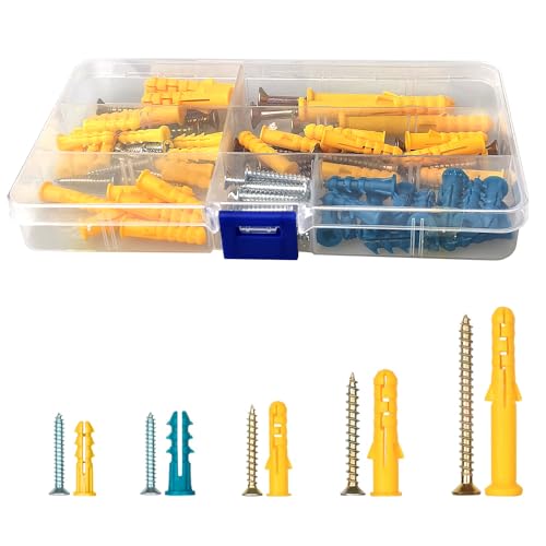 Schrauben und Dübel Set 100 Stück, Mauerwerk Ziegel Betonwand Selbstbohrende Schrauben und Gipskartondübel Ankerbolzen, Wanddübel und Schrauben Set von tallkeey