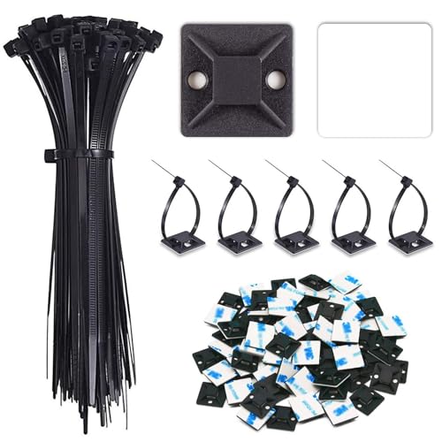 200 Stück Klebesockel für Kabelbinder Schwarz, 18mm x 18mm Kabel Halterungen Selbstklebend Jede Kabel Halter Selbstklebend Kabel Befestigung Halterung für Heim Büro von tallkeey