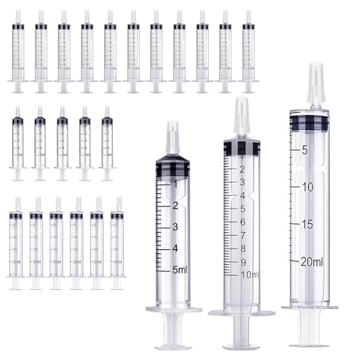 20 Stück Spritze, 5ML 10ML 20ML Wiederverwendbare Spritze, Ohne Nadel Kunststoff Injektionsspritze Dosierspritze für Labor Tierfütterung Industrielle Nutzung von tallkeey