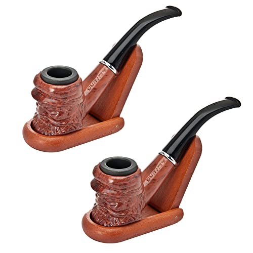 Tangger 2 PCS tobacco pipe set Wooden Cigarette Pipe Tobacco Pipe Classic Smoker Tobacco Pipe Wooden Tobacco Pipe Tobacco Pipe Set von tangger