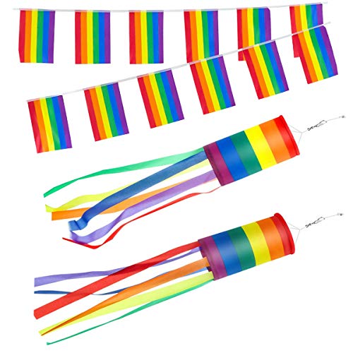 tangger 4 Packs windsock Wind Chimes windsocken windsock Fish Rainbow Windspiel Wind Turbine Rainbow Hanging Decoration Patriotic Windsock Waterproof Material for Outdoor(13 * 88cm) von tangger