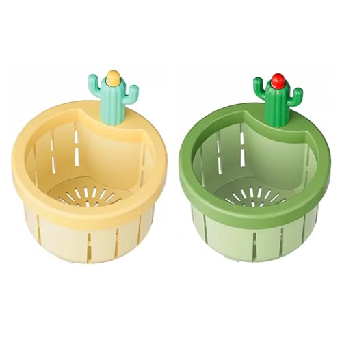 Cute Cactus Kitchen Sink Drain Basket,Sink Filter Net, Press Automatic Dumping Basket, Automatic Dumping Sink Filter, Multi-Functional Cactus Sink Draining Basket for Kitchen Sinks (2 Pcs) von tangqindianzi