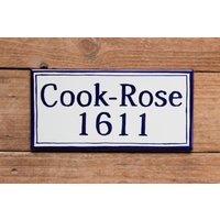 Individuell Gestaltete Blaue Keramikfliese, Handgefertigtes Keramikschild, Hausnummernfliese, Keramikwandbild, Wanddekoration, Handgefertigt von taniatterranova