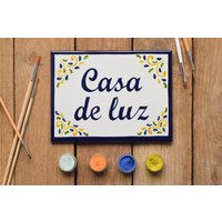 Benutzerdefinierte Talavera-Fliese, Zahlen - Und Buchstabenfliese, Namensfliese, Keramikplakette Mit Blumen von taniatterranova