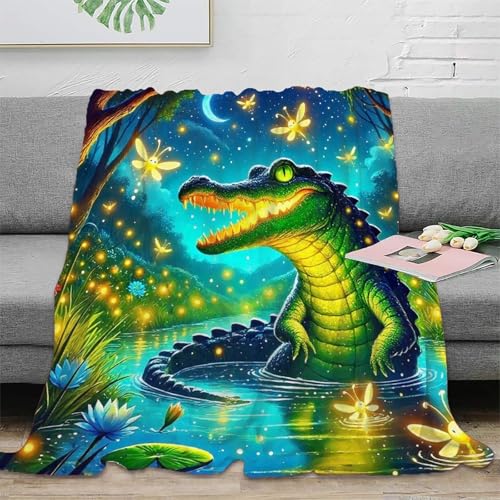 3D Drucken Blanket Krokodil Wohndecke Microfaser Bequem Atmungsaktiv Superweiche Decke Weich Warm Für Teens Erwachsene 70x80inch(180x200cm) von tanpiaoliang