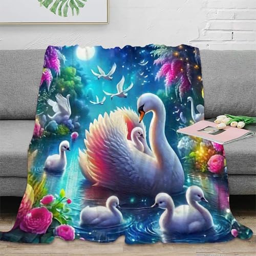 3D Drucken Blanket Schwan Fleecedecke Microfaser Bequem Atmungsaktiv Superweiche Decke Weich Warm Camping Für Erwachsene Kinder 50x60inch(127x152cm) von tanpiaoliang
