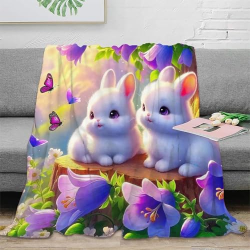 tanpiaoliang 3D Drucken Blanket Kaninchen Couchdecke Microfaser Bequem Atmungsaktiv Schlafdecke Tagesdecke Weiche Decke Für Teens Erwachsene 80x90inch(200x230cm) von tanpiaoliang