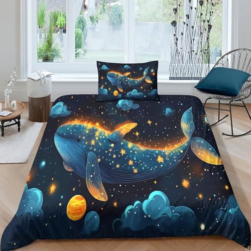 tanpiaoliang Blue Wal Bettbezug Bettwäsche Kinderbettwäsche-Set Reißverschluss Mit Kissenbezügen, Betten Set Für Jugendliche Kinder Schlafzimmer Single（135x200cm） von tanpiaoliang