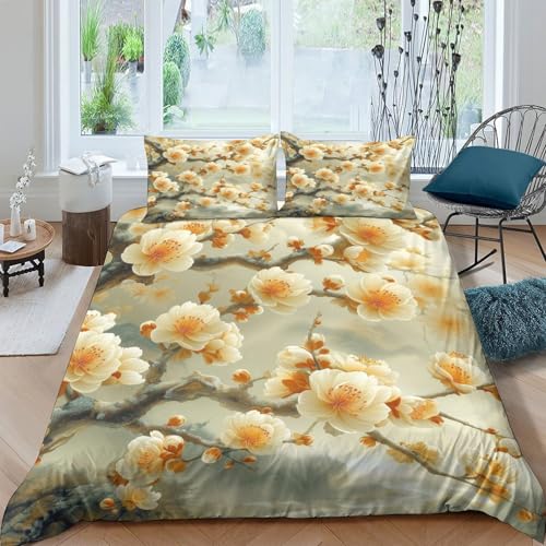 tanpiaoliang Blumen Bettbezug Set Bettwäsche Kinderbettwäsche-Set Reißverschluss Mit Kissenbezug, Betten Set Für Jugendliche Kinder Schlafzimmer Double（200x200cm） von tanpiaoliang