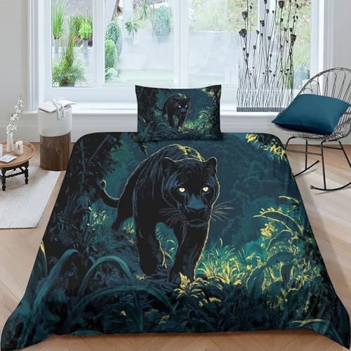 tanpiaoliang Leopard Bettbezug Bettwäsche Set Kinderbettwäsche-Set Reißverschluss Mit Kissenbezug, Betten Set Für Jugendliche Kinder Schlafzimmer Single（135x200cm） von tanpiaoliang