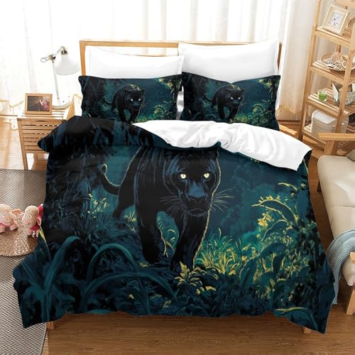 tanpiaoliang Leopard Bettbezug Set Bettwäsche Kinderbettwäsche-Set Reißverschluss Mit Kissenbezügen, Betten Set Für Jugendliche Kinder Schlafzimmer Super King（260x220cm） von tanpiaoliang
