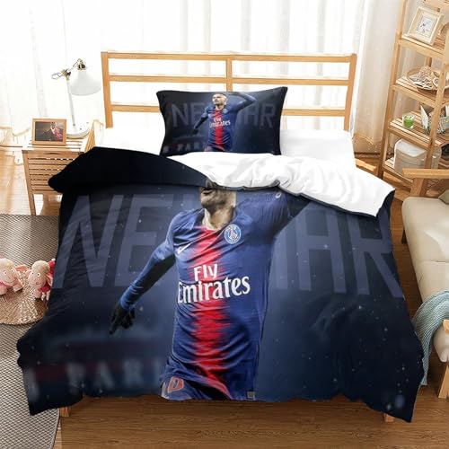 tanzhenning Neymar Bettwäsche Set 3D Print Bettbezug,bettwäsche Mikrofaser Bettbezug, Mit Reißverschluss Und Kissenbezug Für Schlafzimmer, Weiche Bequemer Single（135x200cm） von tanzhenning