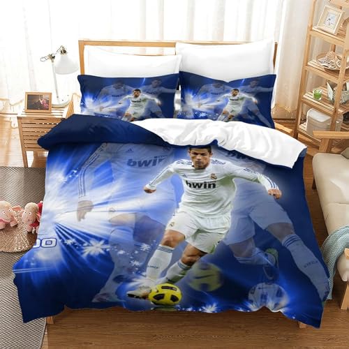 tanzhenning Ronaldo Bettwäsche Bettbezug-Set Mikrofaser, Bettbezug Reißverschluss Und Kissenbezug Für Schlafzimmer, Weiche Bequemer Single（140x200cm） von tanzhenning