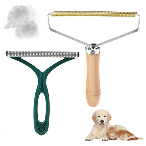 FellwunderbüRste, 2er-Set Lint Remover Metall Fabric Shaver Gummibesen Mit Stiel FusselbüRste Kleidung Unterwolle BüRste Hund FüR Pets Couchdecke üBerwurf HundebüRste Unterwolle Fusselentferner von taobosec