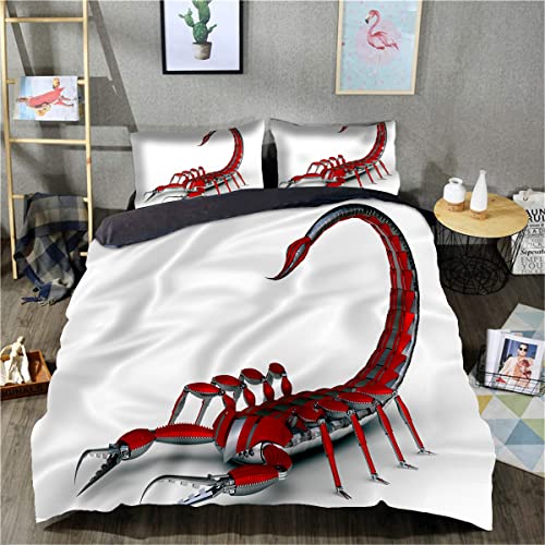 3D-Gedruckter Bettwäsche-Bettbezug Skorpion-Bettbezug Bedruckter Bettbezug aus weicher Mikrofaser (Einzelgröße 135 x 200 cm, 1 Bettbezug + 1 Kissenbezug) von taotaozi