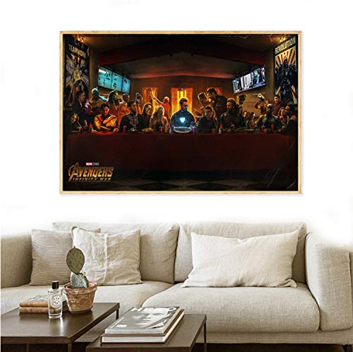 taoyuemaoyi Leinwanddruck Avengers Infinity War Charaktere Letzte Abendmahl Poster Wandbilder Für Wohnzimmer Dekoration Film Malerei Marvel 40 * 60 cm von taoyuemaoyi