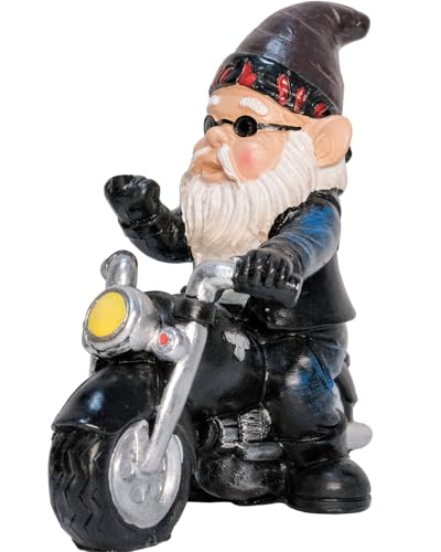 Gartenzwerg Motorrad Zwerge, 13.3cm x 13cm Statue Wasserdicht Sonnenschutz Gartendeko für den Garten, Dekoration für die Terasse, Deko für den Balkon von targetone