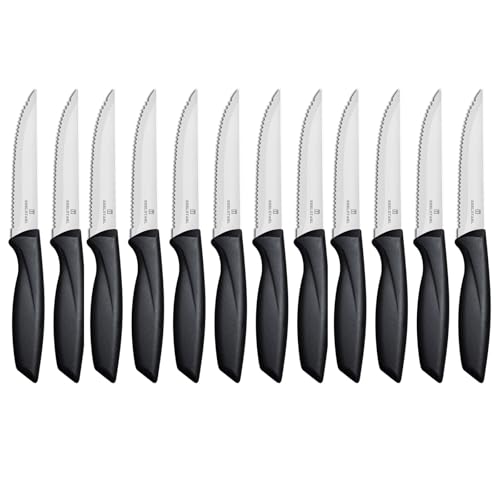 targzier Profi Steakmesser-Set,Steakmesser Set 12 teilig,Extra Scharfe Klinge,Scharfe Messer mit Wellenschliff,Hochwertiges Edelstahl Steak Besteck Messer für Haus Restaurant Hotel,Spülmaschinenfest von targzier