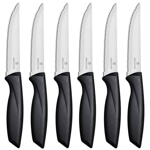 targzier Profi Steakmesser-Set,Steakmesser Set 6 teilig,Extra Scharfe Klinge,Scharfe Messer mit Wellenschliff,Hochwertiges Steakbesteck,Küchen-Steakbesteck,Spülmaschinenfest von targzier