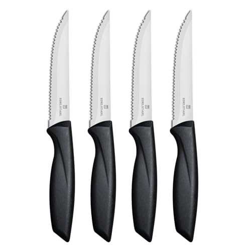 targzier Steakmesser 4-teiliges aus Edelstahl, Scharfes Steakmesserset mit Wellenschliff, Hochwertiges Steakbesteck Messerset,Scharfes Steak Messer Set, Küchen-Steakbesteck targzier Steakmesser 4-teiliges aus Edelstahl, Scharfes Steakmesserset mit Wellenschliff, Hochwertiges Steakbesteck Messerset,Scharfes Steak Messer Set, Küchen-Steakbesteck von targzier