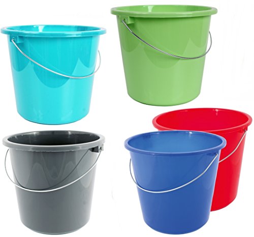 EIN 10 oder 5 Liter Eimer PUTZEIMER Plastik Kunststoff WASSEREIMER Lebensmittelecht Auswahl (Grau, 10 Liter) von taschen-rucksack24