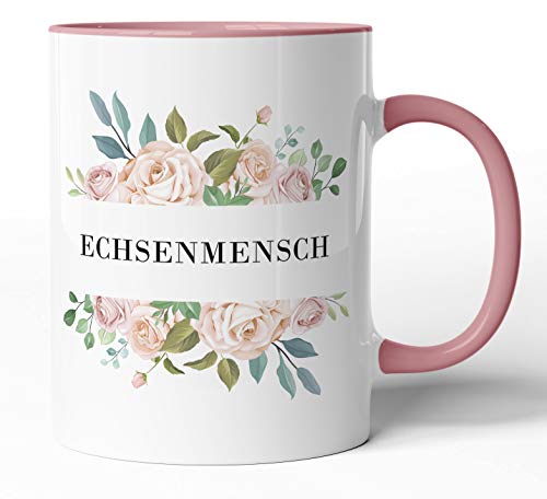 Kaffee-Tasse Schimpfwörter Beleidigung Ironie Geschenk-Tasse Geburtstag lustige Büro-Tasse - Spülmaschinenfest - beidseitig Bedruckt (Tasse Rosa, Echsenmensch) von tassenprinter