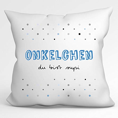 Kissen „Onkelchen du bist supi I 40x40 satinierte Hülle MIT Füllung I Geschenk für Onkel I Besondere Geschenkidee als Dankeschön, zum Geburtstag, Ostern, Weihnachten (Onkel du bist supi) von tassenprinter