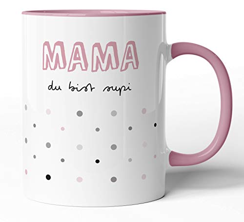 Tasse mit Spruch - Mama du bist supi - Kaffeetasse Familie Geschenk-Idee/Tasse zum Geburtstag/Weihnachts-Geschenk (Rosa, Mama) von tassenprinter